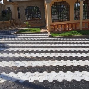 Outdoor patio with landscaped surroundings